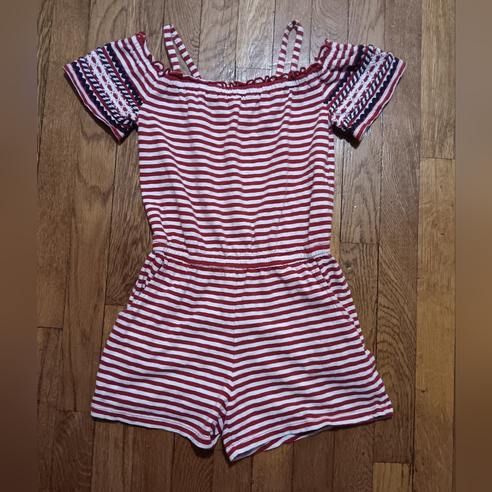 Cat & Jack Red and White Striped Romper